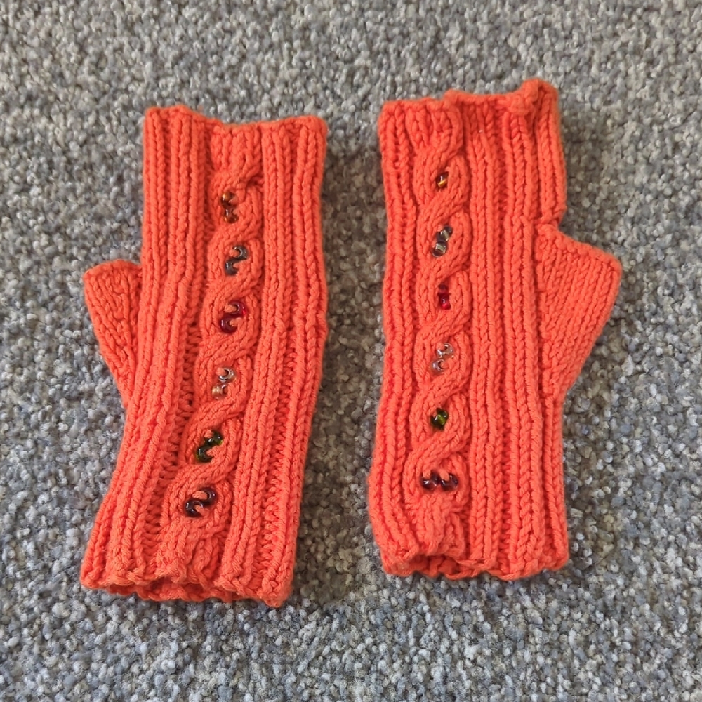 Vibrant Orange Knit Mittens for Kids